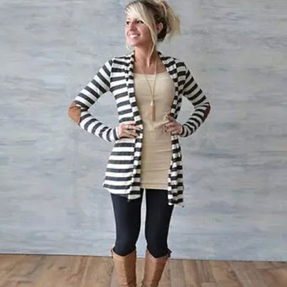 Sweaters - Brand New Stripe Cardigan Black & White